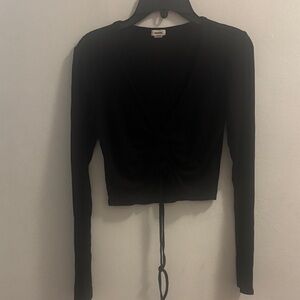 Garage Black Ruched Long Sleeve Top